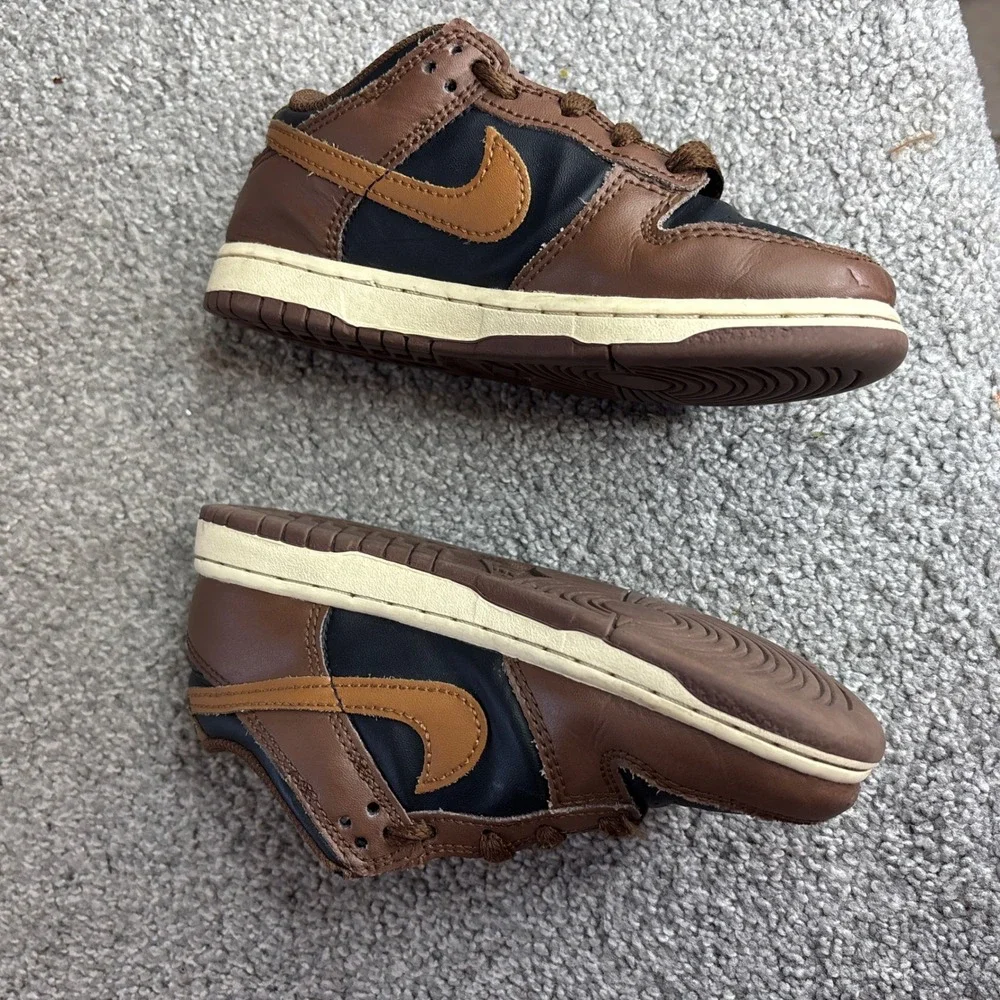 Nike Dunk Low Kids 12.5C Brown Black‎ FB9108-002 Retro Basketball Sneakers